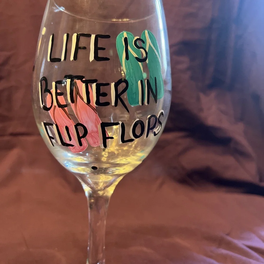 Custom Hand Painted Wine Glasses - set of 2